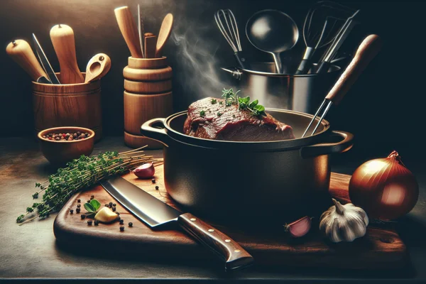 Cottura Lenta in Pentola: Metodo Tradizionale per Riscaldare Lentamente la Carne Mantenendola Morbida e Gustosa